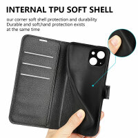 Handyhülle für Apple iPhone 15 - Klapphülle PU-Leder Schwarz
