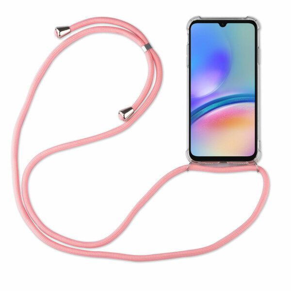 Handykette für Samsung Galaxy A05s Handyhülle mit Band Case TPU Hülle mit Kordel Rosa