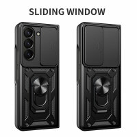 Outdoor Panzer Hülle für Samsung Galaxy Z Fold 5 mit Kameraschutz Ringhalter  Schwarz