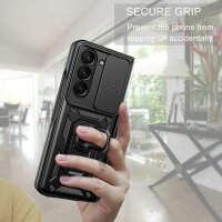 Outdoor Panzer Hülle für Samsung Galaxy Z Fold 5 mit Kameraschutz Ringhalter  Schwarz