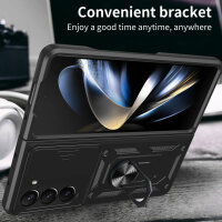 Outdoor Panzer Hülle für Samsung Galaxy Z Fold 5 mit Kameraschutz Ringhalter  Schwarz