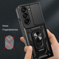 Outdoor Panzer Hülle für Samsung Galaxy Z Fold 5 mit Kameraschutz Ringhalter  Schwarz