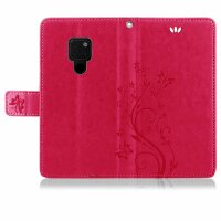 Huawei Handy Tasche Handyhülle Schutz Hülle Blumen Flip Cover Buch Case Etui Huawei Mate 20 Pink