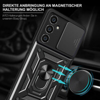 Outdoor Panzer Hülle für Samsung Galaxy S23 FE mit Kameraschutz Ringhalter Case Schwarz