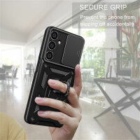 Outdoor Panzer Hülle für Samsung Galaxy S23 FE mit Kameraschutz Ringhalter Case Schwarz