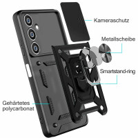 Outdoor Panzer Hülle für Samsung Galaxy S23 FE mit Kameraschutz Ringhalter Case Schwarz