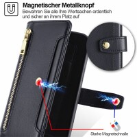 Handykette Motorola Hülle mit Band Handyhülle Kartenfächer Leder Umhängetasche Moto G14 Schwarz