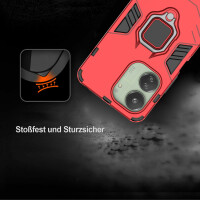 Hülle Xiaomi Redmi 13C / Poco C65 Hülle Handyhülle Stoßfest 360° Drehbarer Ring Rot