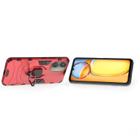 Hülle Xiaomi Redmi 13C / Poco C65 Hülle Handyhülle Stoßfest 360° Drehbarer Ring Rot