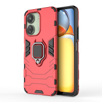 Hülle Xiaomi Redmi 13C / Poco C65 Hülle Handyhülle Stoßfest 360° Drehbarer Ring Rot