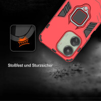 Hülle Xiaomi Redmi 13C / Poco C65 Hülle Handyhülle Stoßfest 360° Drehbarer Ring Rot