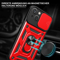 Panzer Hülle iPhone 15 /Pro /Pro Max/Plus Handyhülle mit Kameraschutz Ringhalter Rot iPhone 15
