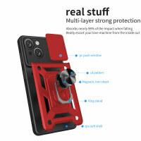 Panzer Hülle iPhone 15 /Pro /Pro Max/Plus Handyhülle mit Kameraschutz Ringhalter Rot iPhone 15