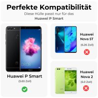 Handy Tasche Huawei Handyhülle Cover Case Klapp Schutz Hülle Etui Wallet Bumper Huawei P Smart+ Schwarz