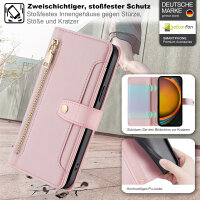 Handykette Samsung Hülle mit Band Handyhülle Kartenfächer PU Leder Umhängetasche Galaxy Xcover 7 Rosa