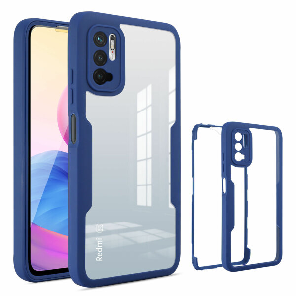360° Grad Hülle Xiaomi Redmi Note 10 5G vollschutz Integriertem Displayschutz Blau