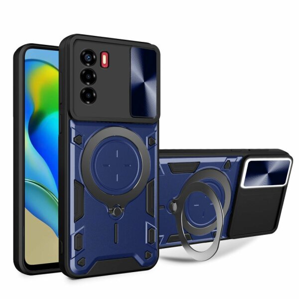 Outdoor Panzer Hülle für ZTE Handyhülle mit Slide Kameraschutz Ringhalter Bumper Blade V40 Vita Blau