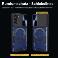 Outdoor Panzer Hülle für ZTE Handyhülle mit Slide Kameraschutz Ringhalter Bumper Blade V40 Vita Blau