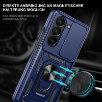 Outdoor Panzer Hülle für Samsung Galaxy Z Fold 5 mit Kameraschutz Ringhalter  Blau
