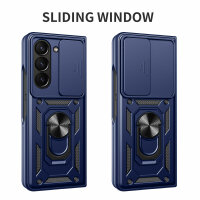 Outdoor Panzer Hülle für Samsung Galaxy Z Fold 5 mit Kameraschutz Ringhalter  Blau