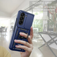 Outdoor Panzer Hülle für Samsung Galaxy Z Fold 5 mit Kameraschutz Ringhalter  Blau