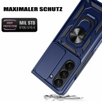 Outdoor Panzer Hülle für Samsung Galaxy Z Fold 5 mit Kameraschutz Ringhalter  Blau