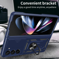 Outdoor Panzer Hülle für Samsung Galaxy Z Fold 5 mit Kameraschutz Ringhalter  Blau