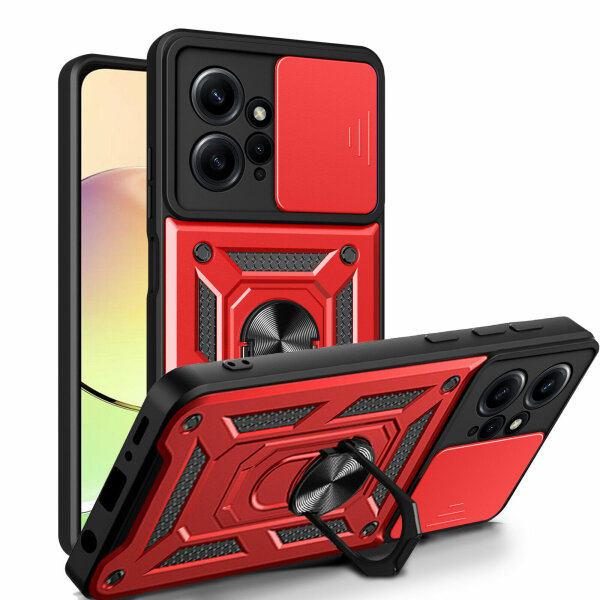 Outdoor Panzer Hülle Xiaomi Redmi Note 12 4G Handyhülle Kameraschutz Ringhalter Rot