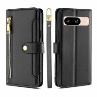 Handykette Google Hülle mit Band Handyhülle Kartenfächer PU Leder Umhängetasche Pixel 8 Schwarz