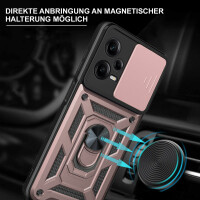 Outdoor Hülle Xiaomi Redmi Note 12 Pro+ Handyhülle mit Kameraschutz Ringhalter Rosegold