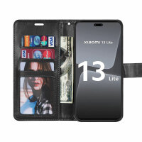 Hülle für Xiaomi 13 Lite Handyhülle Handy Tasche Klapphülle Wallet Case Etui Schwarz