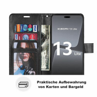 Hülle für Xiaomi 13 Lite Handyhülle Handy Tasche Klapphülle Wallet Case Etui Schwarz