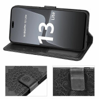 Hülle für Xiaomi 13 Lite Handyhülle Handy Tasche Klapphülle Wallet Case Etui Schwarz