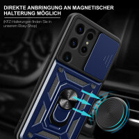 Outdoor Panzer Hülle für Samsung Galaxy S24 Ultra mit Kameraschutz Ringhalter Blau