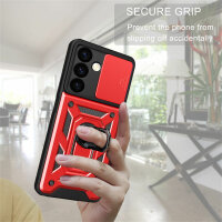 Outdoor Panzer Hülle für Samsung Galaxy S24+ mit Kameraschutz Ringhalter Bumper Rot