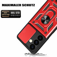Outdoor Panzer Hülle für Samsung Galaxy S24+ mit Kameraschutz Ringhalter Bumper Rot