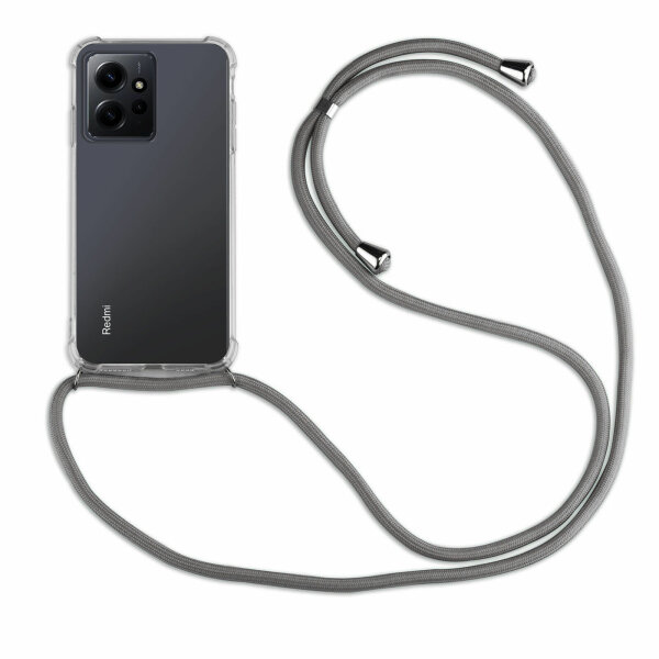 Handykette für Xiaomi Redmi Note 12 4G Handyhülle mit Band Hülle mit Kordel TPU Grau