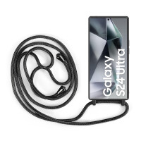 Handykette für Samsung Hanyhülle mit Band Hülle mit Kodel Smartphone Halskette Galaxy S24 Ultra Schwarz