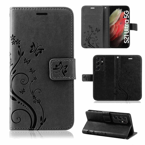 Handyhülle für Samsung Galaxy S21 Ultra 5G Hülle Handy Tasche Flip Case Etui TPU