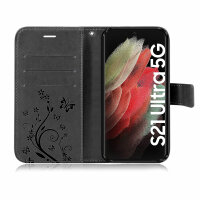 Handyhülle für Samsung Galaxy S21 Ultra 5G Hülle Handy Tasche Flip Case Etui TPU