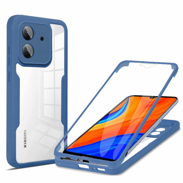 360° Grad Hülle Xiaomi Redmi 13C Rundum vollschutz Integriertem Displayschutz Blau