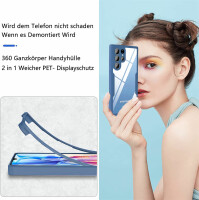 360°Grad Hülle für Samsung Galaxy S22 Ultra mit Integriertem Displayschutz Blau
