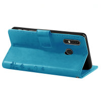 Huawei Handy Tasche Handyhülle Schutz Hülle Blumen Flip Cover Buch Case Etui Huawei P30 Lite Blau