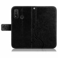Huawei Handy Tasche Handyhülle Schutz Hülle Blumen Flip Cover Buch Case Etui Huawei P Smart 2020 Rosegold