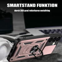 Outdoor Panzer Hülle für Samsung Galaxy S24 mit Kameraschutz Ringhalter Bumper Rosegold