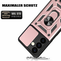 Outdoor Panzer Hülle für Samsung Galaxy S24 mit Kameraschutz Ringhalter Bumper Rosegold