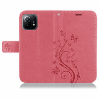 Xiaomi Handy Tasche Handyhülle Schutz Hülle Blumen Flip Cover Wallet Case Etui Xiaomi Mi 11 5G Pink