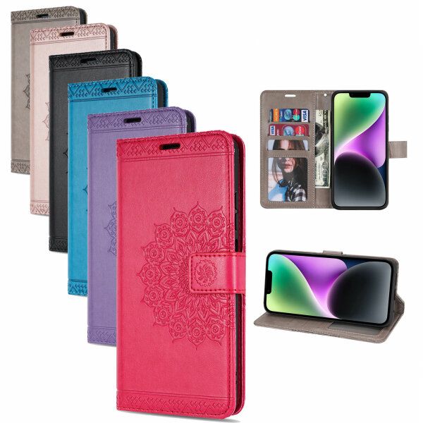 Handyhülle für Apple iPhone 14/14 Plus/14 Pro/14 Pro Max – Mandala Case PU Leder