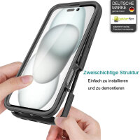 Outdoor Hülle iPhone 16 Plus, Panzer Handy Tasche 360 Grad TPU Case mit Displayschutz