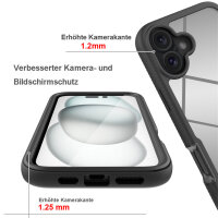Outdoor Hülle iPhone 16 Plus, Panzer Handy Tasche 360 Grad TPU Case mit Displayschutz